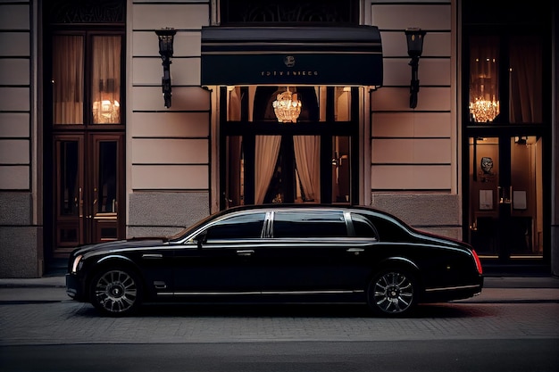 luxury-car-speeds-by-modern-building-dusk-generative-ai_188544-8048